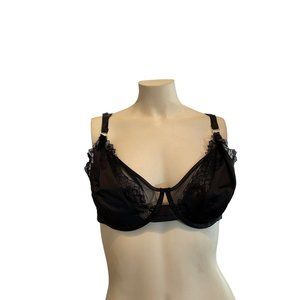 Torrid Curve Overlap Strappy Satin Bra Black Size O (36D/38C) NWT